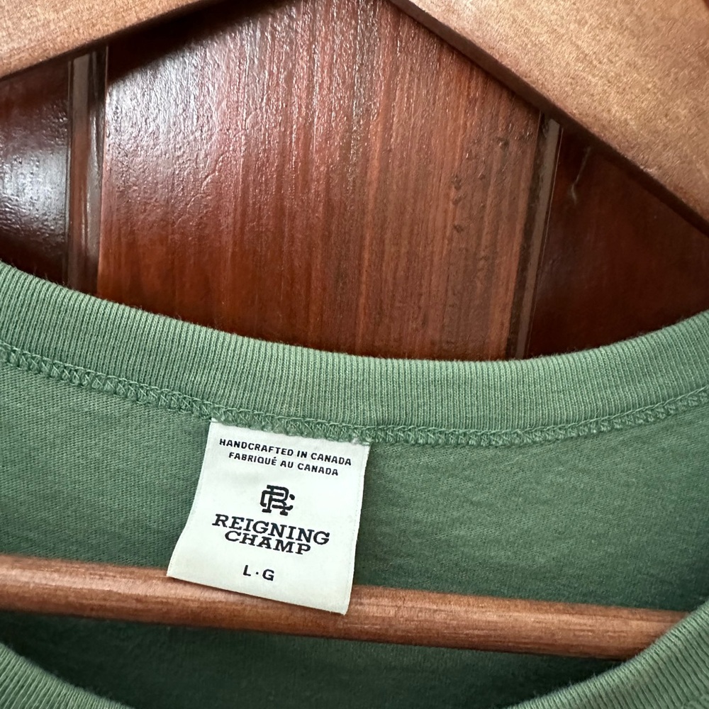 Reigning Champ Green Short Sleeve Tee Casual Cotton Crew Neck